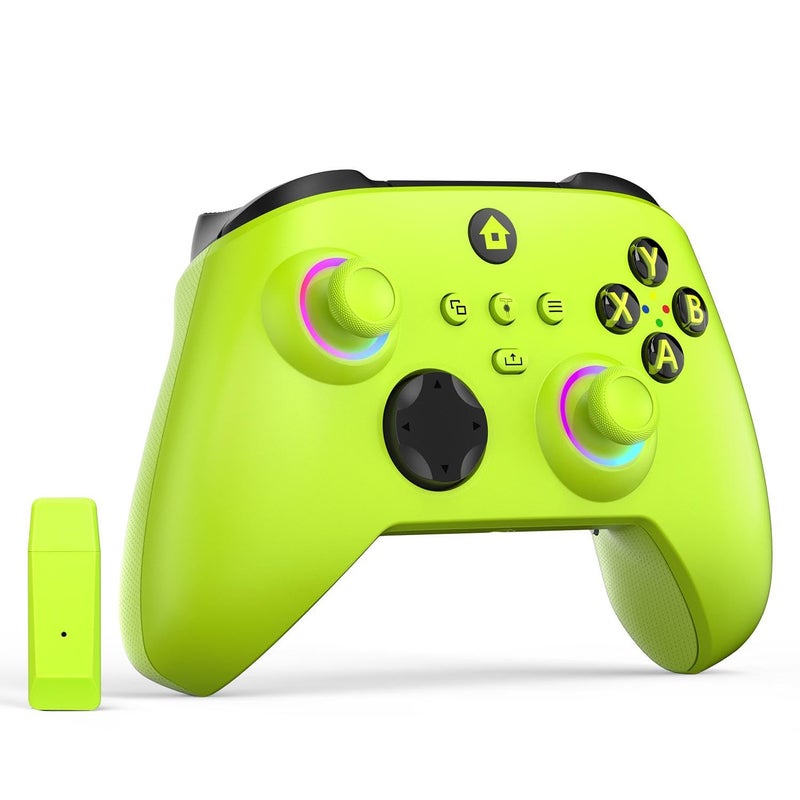 W&O Wireless Controller for With Xbox One, Xbox Series X/S, Xbox One X/S, PC, With RGB LED Light, Mappable Buttons, With 2.4GHZ Wireless Adapter Gamepad (Electric Volt) - Image 1